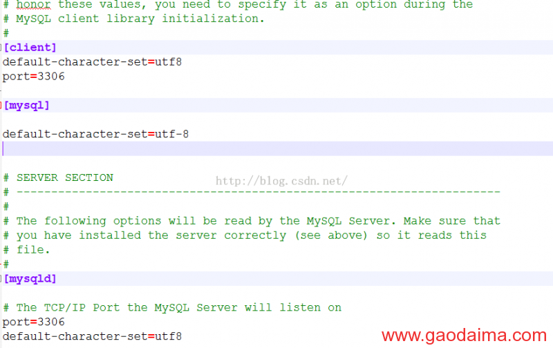 mysql批改默认的环境的字符集为utf-8