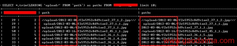 在MYSQL语法中应用trim函数删除两侧字符