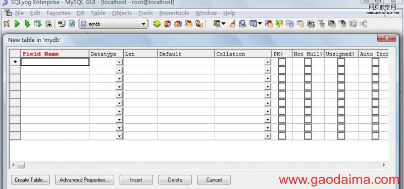 管理工具SQLyogEnt:简单创建MYSQL数据库