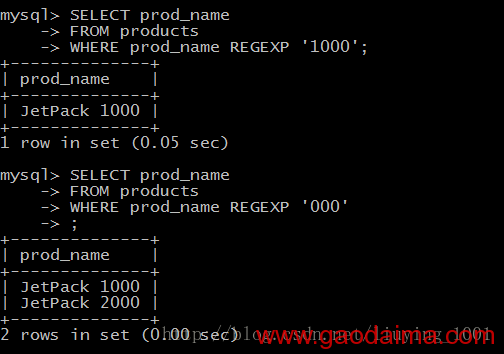 MySQL 正则表达式搜寻