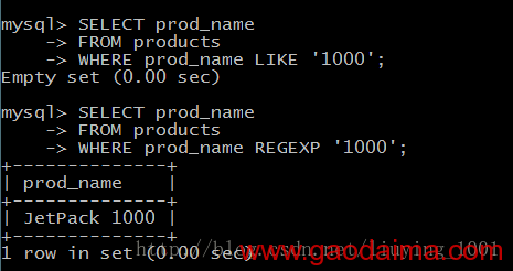 MySQL 正则表达式搜寻