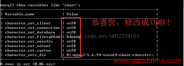 怎么修改mysql 5.6.24解压缩版（免安装版或zip版）字符编码