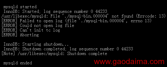 mysql启动错误mysql.sock